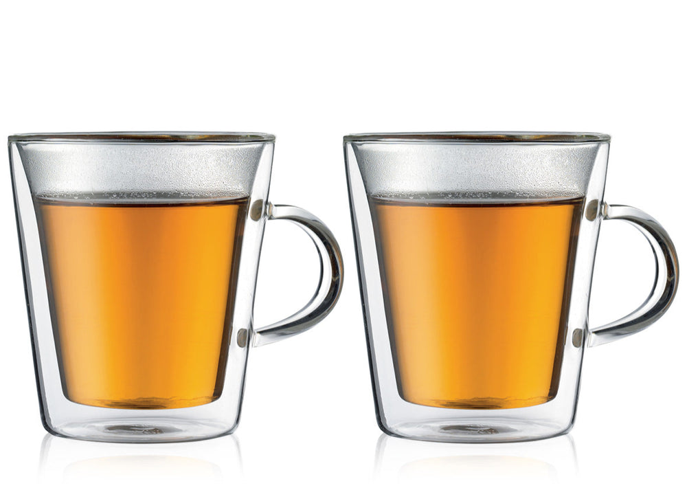 Bodum Doppeltwandige Kaffee- und Teegläser mit Henkel Canteen - Patentiertes Ventil - 200 ml - 2 Stück
