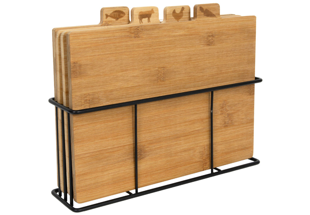 Cookinglife Bambus-Schneidebrett-Set mit Halter, 5-teilig