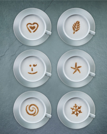 Aerolatte Kakaostreuer Cappuccino Artist Edelstahl 12cm - mit 6 Schablonen