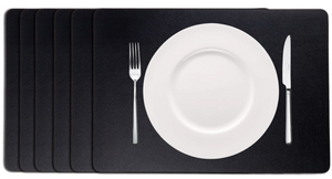 Cookinglife Tischsets - Veganes Leder - Schwarz - 46 x 33 cm - 6 Stück