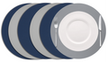 Cookinglife Tischsets - Doppelseitig - Veganes Leder - Grau / Blau ø 38 cm - 6 Stück