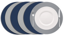 Cookinglife Tischsets - Doppelseitig - Veganes Leder - Grau / Blau ø 38 cm - 6 Stück