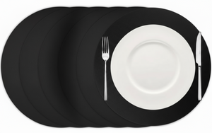 Cookinglife Tischsets - Veganes Leder - Schwarz - ø 38 cm - 6 Stück