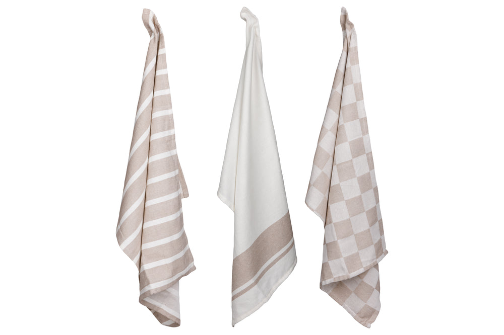 Cosy & Trendy Geschirrtücher Stoff Sand 50 x 70 cm - 3-teilig