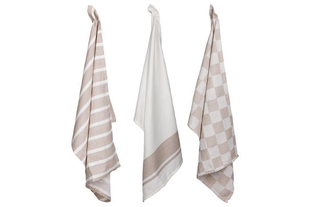 Cosy & Trendy Geschirrtücher Stoff Sand 50 x 70 cm - 3-teilig