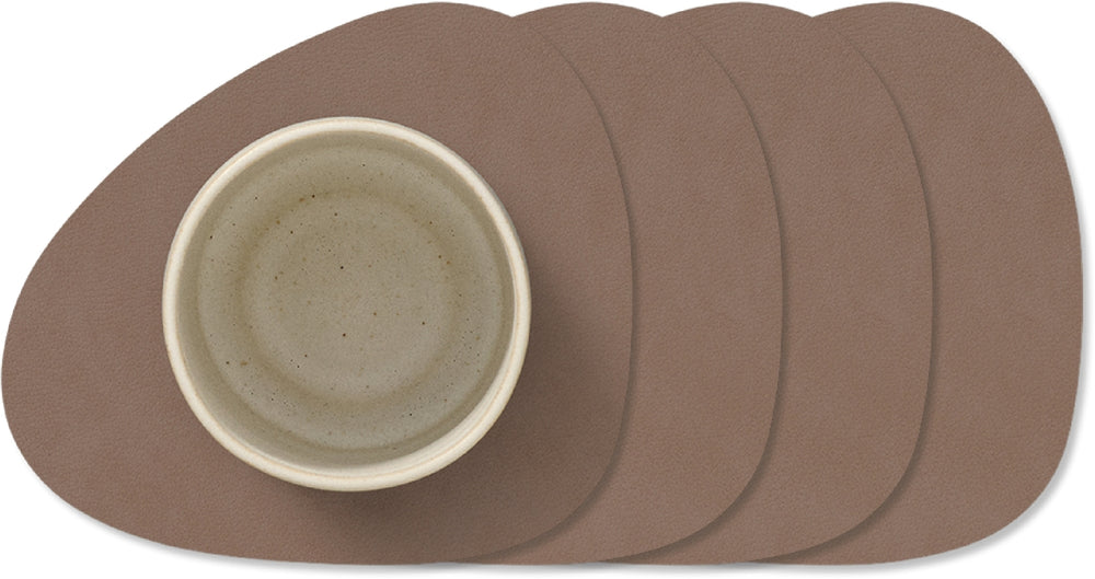 LIND DNA Untersetzer Nupo - Leder - Trüffel - 13 x 11 cm - 4 Stück