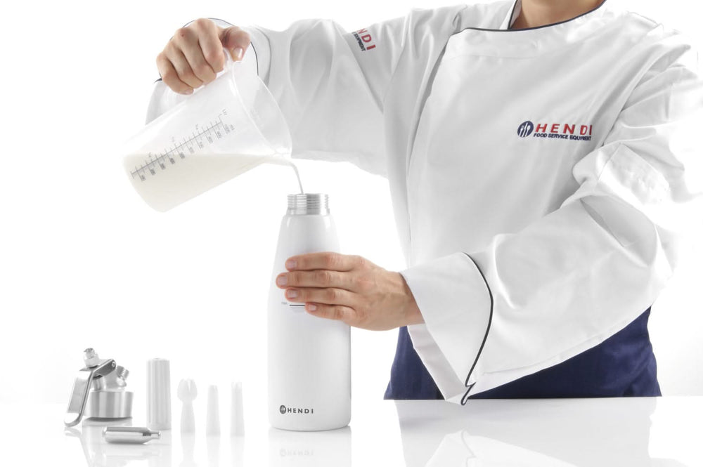 Hendi Sahnespender Weiß 950 ml + Sahnepatronen 10 Stück