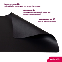 Cookinglife Tischsets - Veganes Leder - Schwarz - 46 x 33 cm - 6 Stück