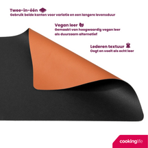 Cookinglife Tischsets - Doppelseitig - Veganes Leder - Cognac / Schwarz 46 x 33 cm - 6 Stück