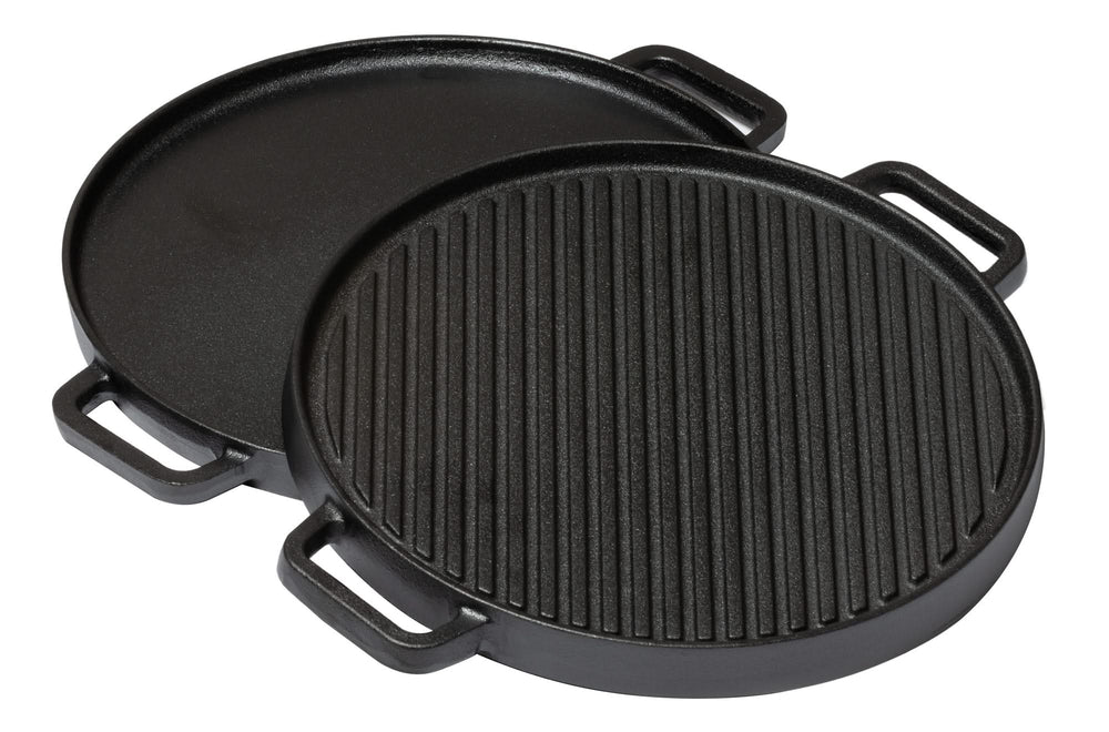 Blackwell Grillplatte BBQ / Backplatte aus Gusseisen Ø 30 cm – ohne Antihaftbeschichtung – beidseitig
