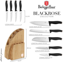 BerlingerHaus Messerblock Schwarz Roségold 10-teilig - Kochmesser, Brotmesser, Santokumesser, Officemesser, Schälmesser & 4 Steakmesser