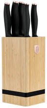 BerlingerHaus Messerblock Schwarz Roségold 6-teilig - Kochmesser, Brotmesser, Santokumesser, Officemesser & Schälmesser