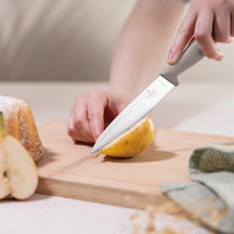 BerlingerHaus Messerblock Taupe 6-teilig - Kochmesser, Brotmesser, Santokumesser, Officemesser & Schälmesser