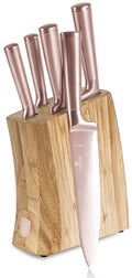 BerlingerHaus Messerblock Roségold 6-teilig - Kochmesser, Brotmesser, Santokumesser, Officemesser & Schälmesser