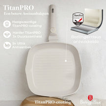 BerlingerHaus Grillpfanne Matt Creme 28 x 28 cm - geeignet für alle Wärmequellen - Standard Antihaftbeschichtung