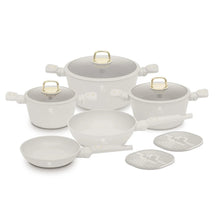 BerlingerHaus Topfset Matt Creme 7-Teilig - Kochtopf ø 20, 24, 28 cm & Bratpfanne ø 20, 24 cm - geeignet für alle Wärmequellen