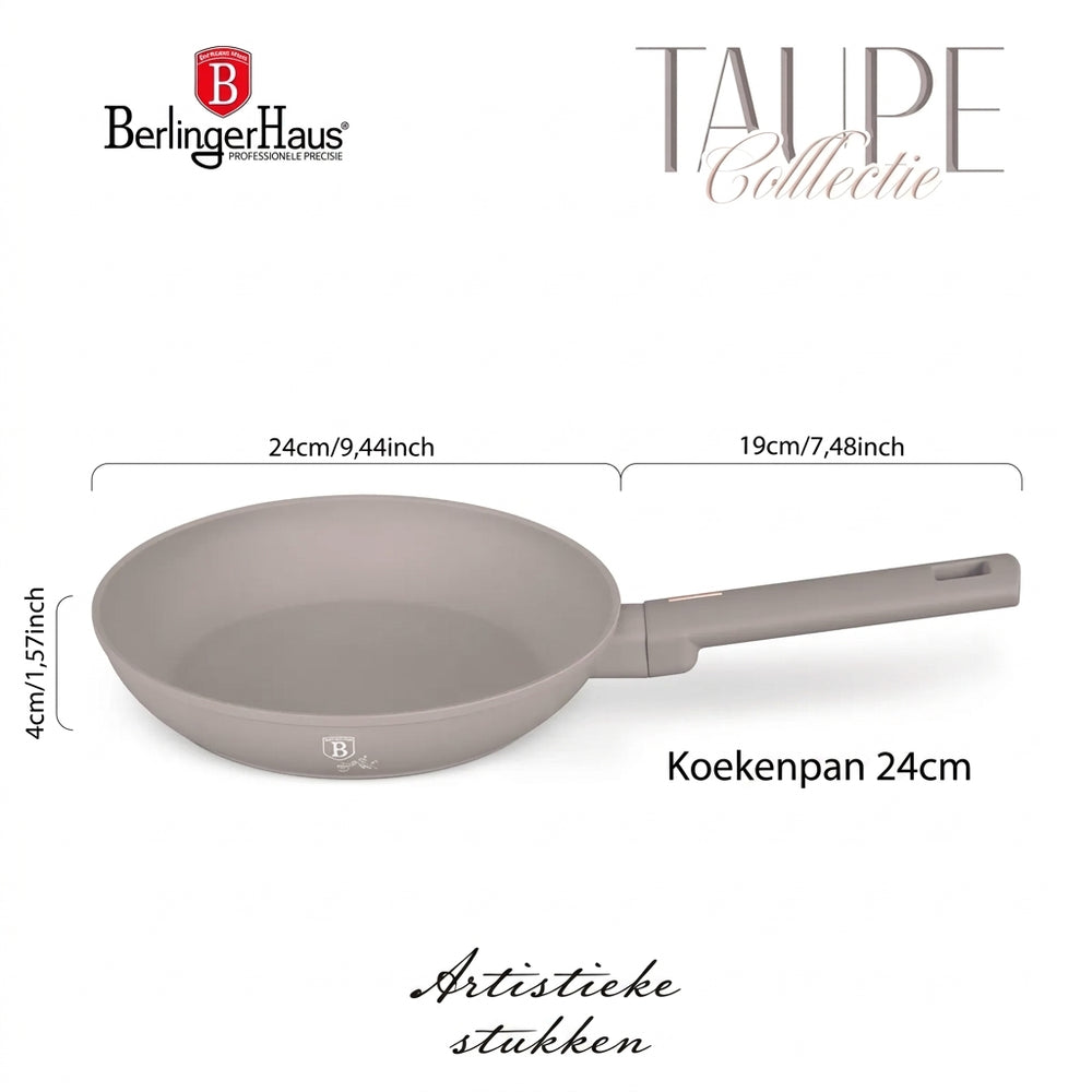 BerlingerHaus Bratpfanne Taupe ø 24 cm - geeignet für alle Wärmequellen - Standard Antihaftbeschichtung
