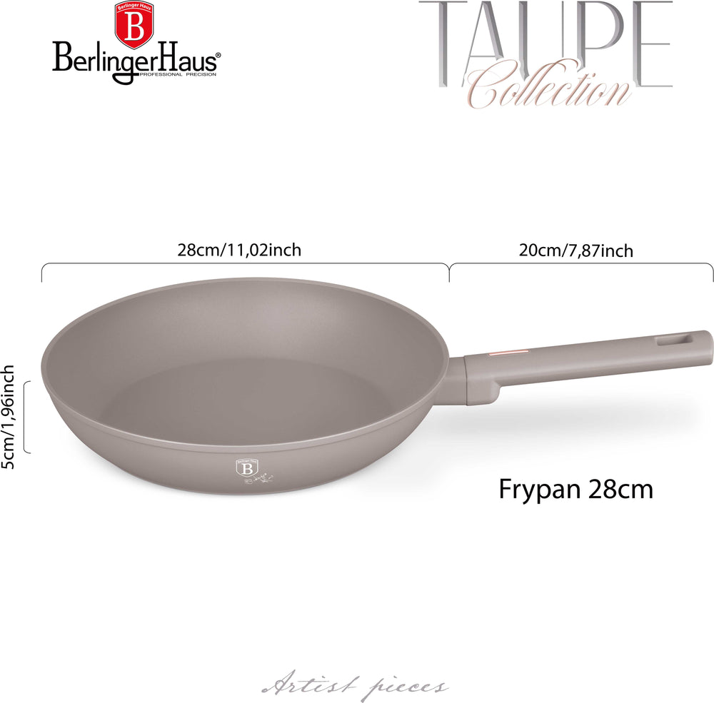BerlingerHaus Bratpfanne Taupe ø 28 cm - geeignet für alle Wärmequellen - Standard Antihaftbeschichtung