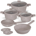 BerlingerHaus Topfset Taupe 7-Teilig - Kochtopf ø 20, 24, 28 cm & Bratpfanne ø 20, 24 cm - geeignet für alle Wärmequellen
