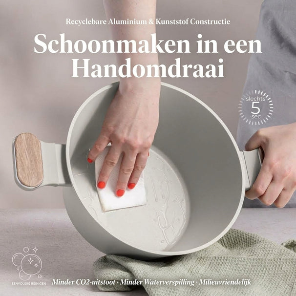 BerlingerHaus Topfset Nordic Mat Crème 7-Teilig - Kochtopf ø 20, 24, 28 cm & Bratpfanne ø 20, 24 cm - geeignet für alle Wärmequellen