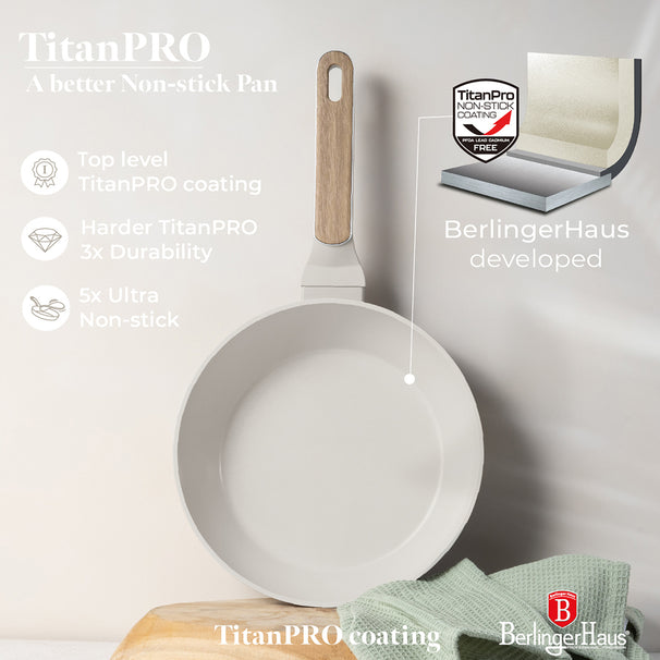 BerlingerHaus Topfset Nordic Matt Crème 11-Teilig - Kochtopf ø 20, 24, 28 cm, Bratpfanne ø 24, 28 cm & Stielkasserolle ø 16 cm - geeignet für alle Wärmequellen