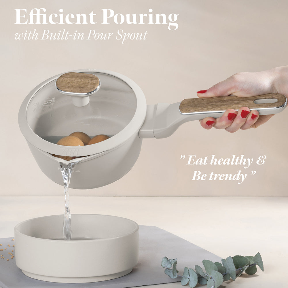 BerlingerHaus Topfset Nordic Matt Crème 11-Teilig - Kochtopf ø 20, 24, 28 cm, Bratpfanne ø 24, 28 cm & Stielkasserolle ø 16 cm - geeignet für alle Wärmequellen