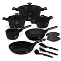 BerlingerHaus Topfset Schwarz Roségold 11-Teilig - Kochtopf ø 20, 24, 28 cm, Bratpfanne ø 24, 28 cm & Stielkasserolle ø 16 cm - geeignet für alle Wärmequellen