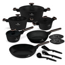 BerlingerHaus Topfset Schwarz Roségold 11-Teilig - Kochtopf ø 20, 24, 28 cm, Bratpfanne ø 24, 28 cm & Stielkasserolle ø 16 cm - geeignet für alle Wärmequellen
