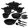 BerlingerHaus Topfset Schwarz Roségold 11-Teilig - Kochtopf ø 20, 24, 28 cm, Bratpfanne ø 24, 28 cm & Stielkasserolle ø 16 cm - geeignet für alle Wärmequellen