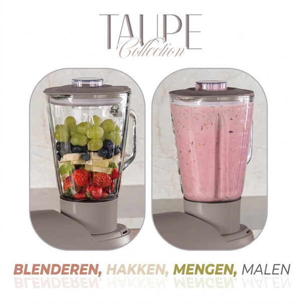 BerlingerHaus Multifunktionale Küchenmaschine Taupe - 4-in-1 - 1500W