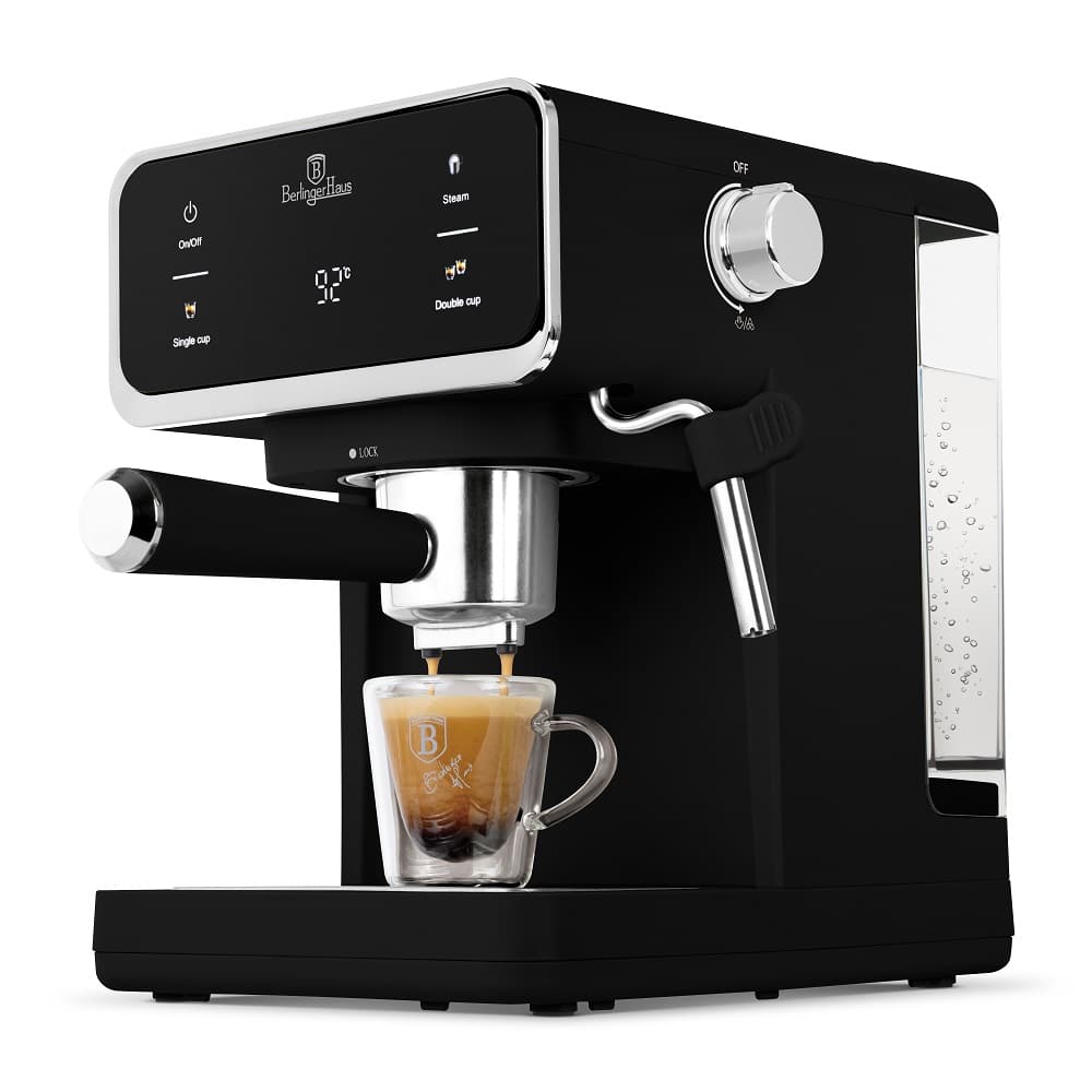BerlingerHaus Espressomaschine / Siebträgermaschine Digital Matt Schwarz - 3-in-1 - 20 Bar - 1,0 Liter