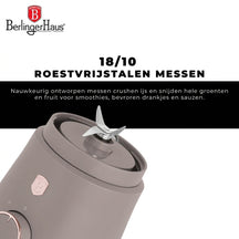BerlingerHaus Smoothie-Maker to Go Matt Taupe - Inklusive 2 Becher - 320W