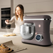 BerlingerHaus Küchenmaschine Taupe - Edelstahl Schüssel 6 Liter - 1500W