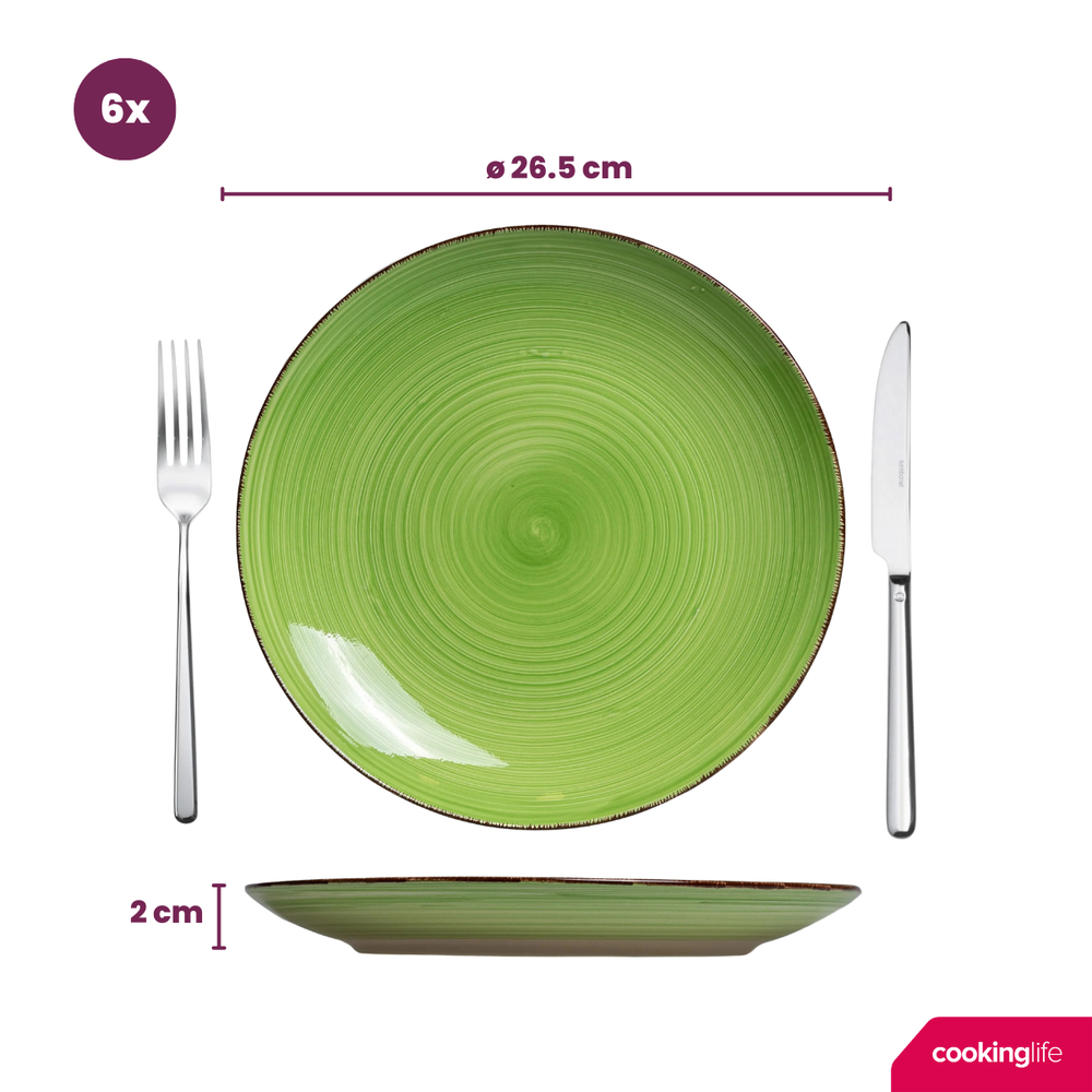 Cookinglife Geschirrset Delice Grün 18-teilig / 6 Personen - 6 Speiseteller, 6 Suppenteller und 6 Frühstücksteller