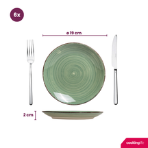 Cookinglife Geschirrset Delice Grün 18-teilig / 6 Personen - 6 Speiseteller, 6 Suppenteller und 6 Frühstücksteller