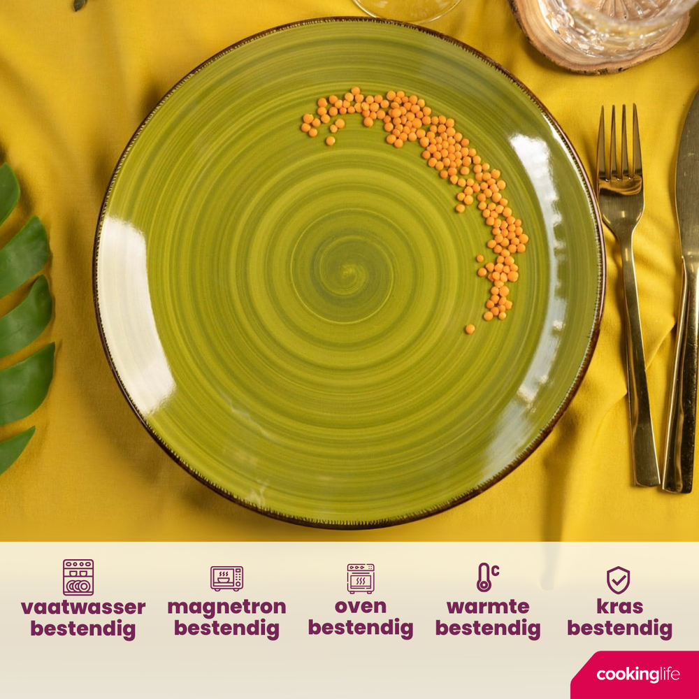 Cookinglife Geschirrset Delice Grün 18-teilig / 6 Personen - 6 Speiseteller, 6 Suppenteller und 6 Frühstücksteller