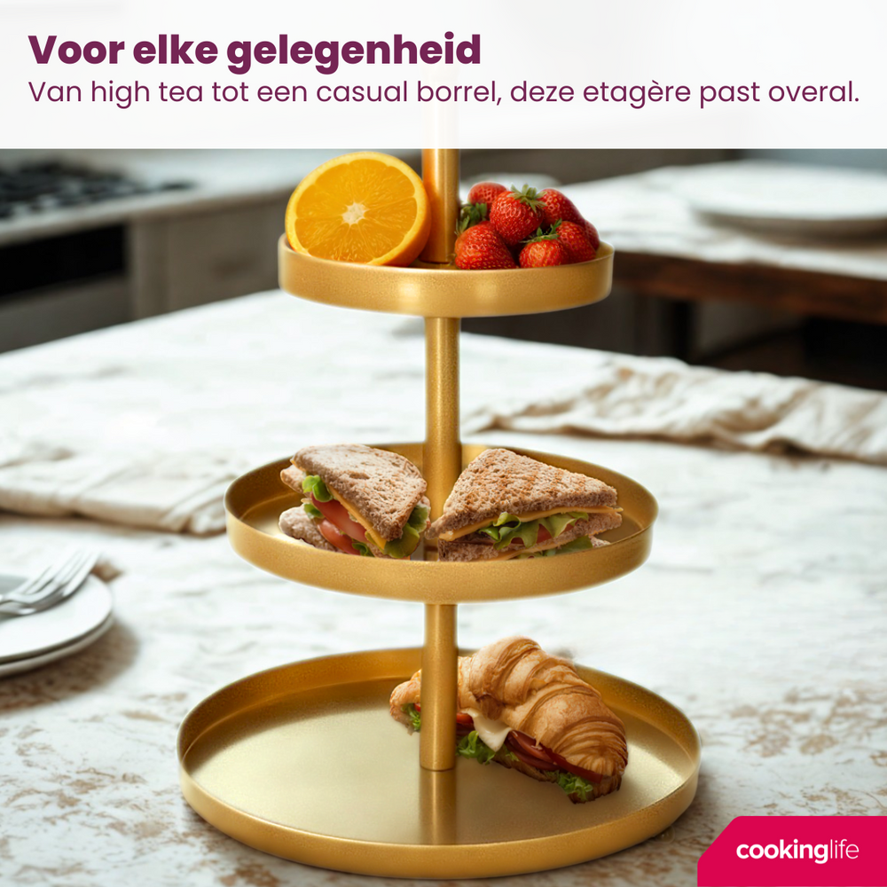 Cookinglife Etagere Metall / Gold - ø 15, 20 & 25 cm - 3 Ebenen