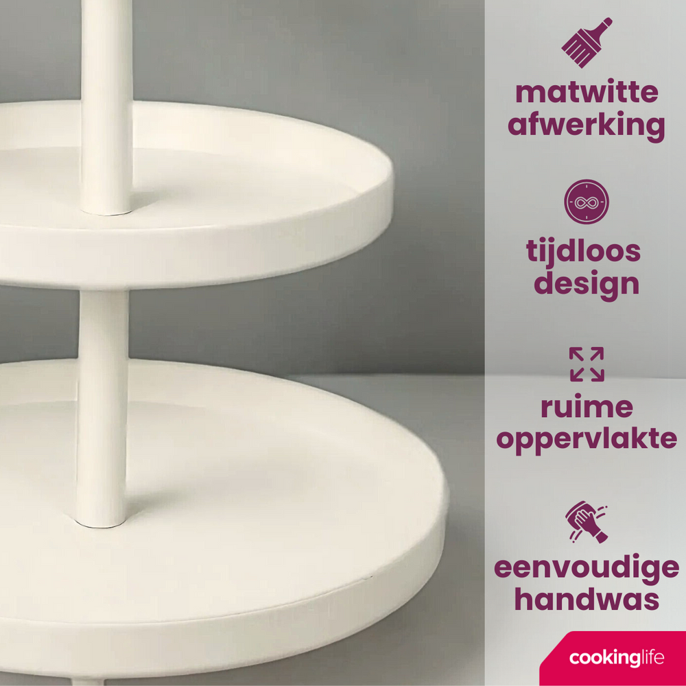 Cookinglife Metall Etagere  creme ø 20, 25 & 30 cm - 3-stöckig - 55 cm hoch