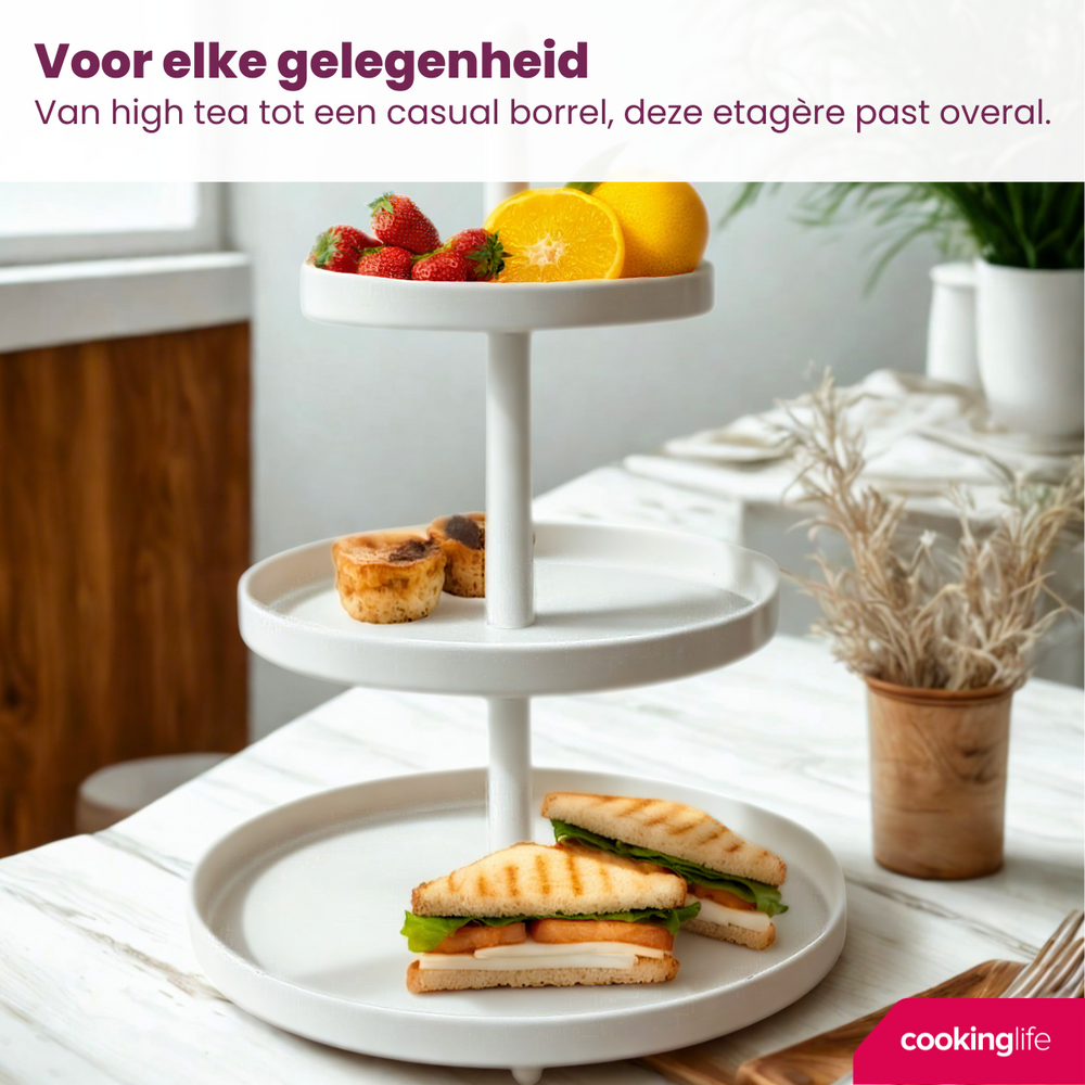 Cookinglife Metall Etagere  creme ø 20, 25 & 30 cm - 3-stöckig - 55 cm hoch