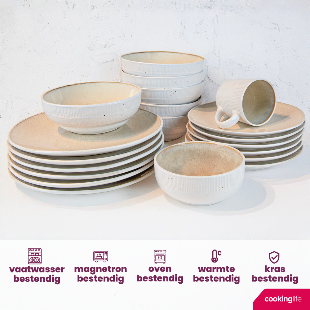Cookinglife Dinerplatten Nola Sand ø 27 cm - 6 Stück