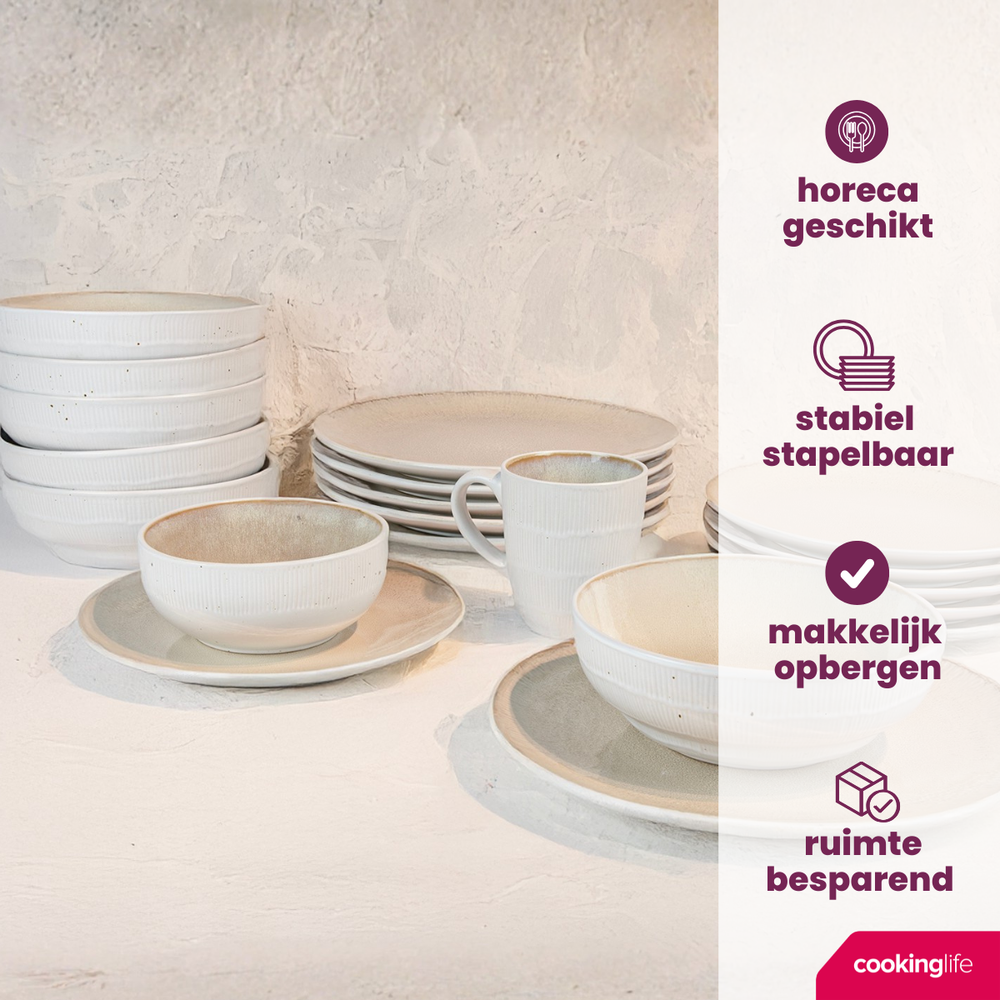 Cookinglife Dinerplatten Nola Sand ø 27 cm - 6 Stück