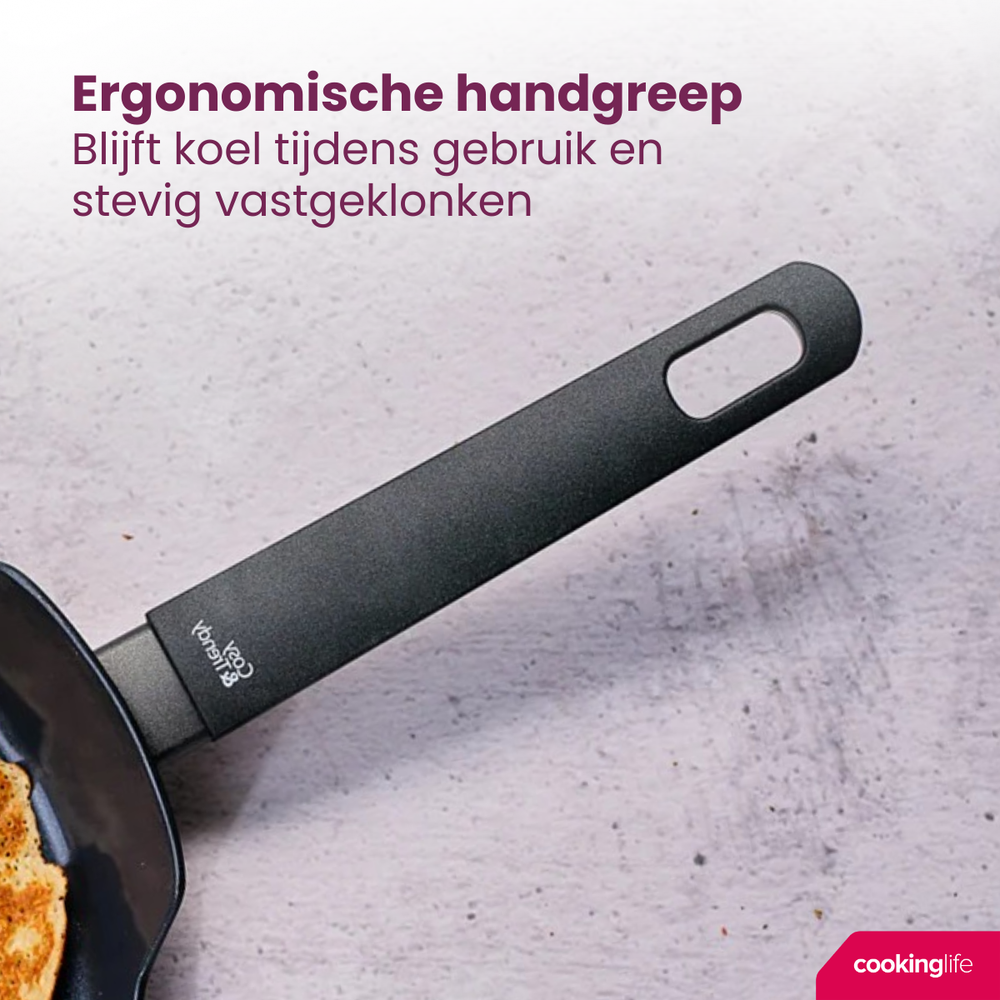 Cookinglife Pfannenset Black Cera 3-teilig - Wokpfanne ø 28 cm + Bratpfannen ø 24 & 28 cm - geeignet für alle Wärmequellen - keramische Antihaftbeschichtung