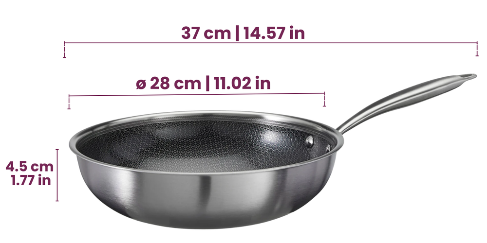 Cookinglife Wokpfanne HexaCook Hybride Pfanne ø 28 cm - NON STICK - geeignet für alle Wärmequellen - keramische Antihaftbeschichtung