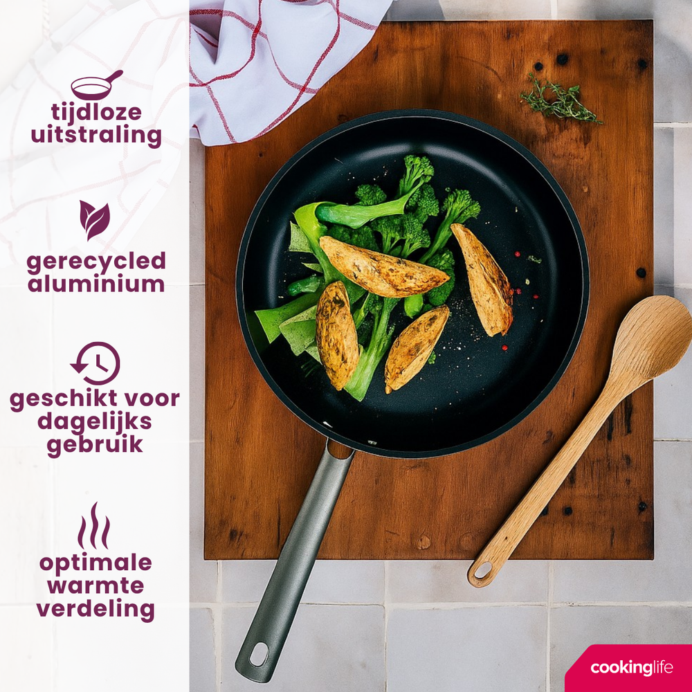 Cookinglife Pfannenset ProForge 3-teilig - Wokpfanne ø 28 cm + Bratpfanne ø 24 & 28 cm - geeignet für alle Wärmequellen - keramische Antihaftbeschichtung