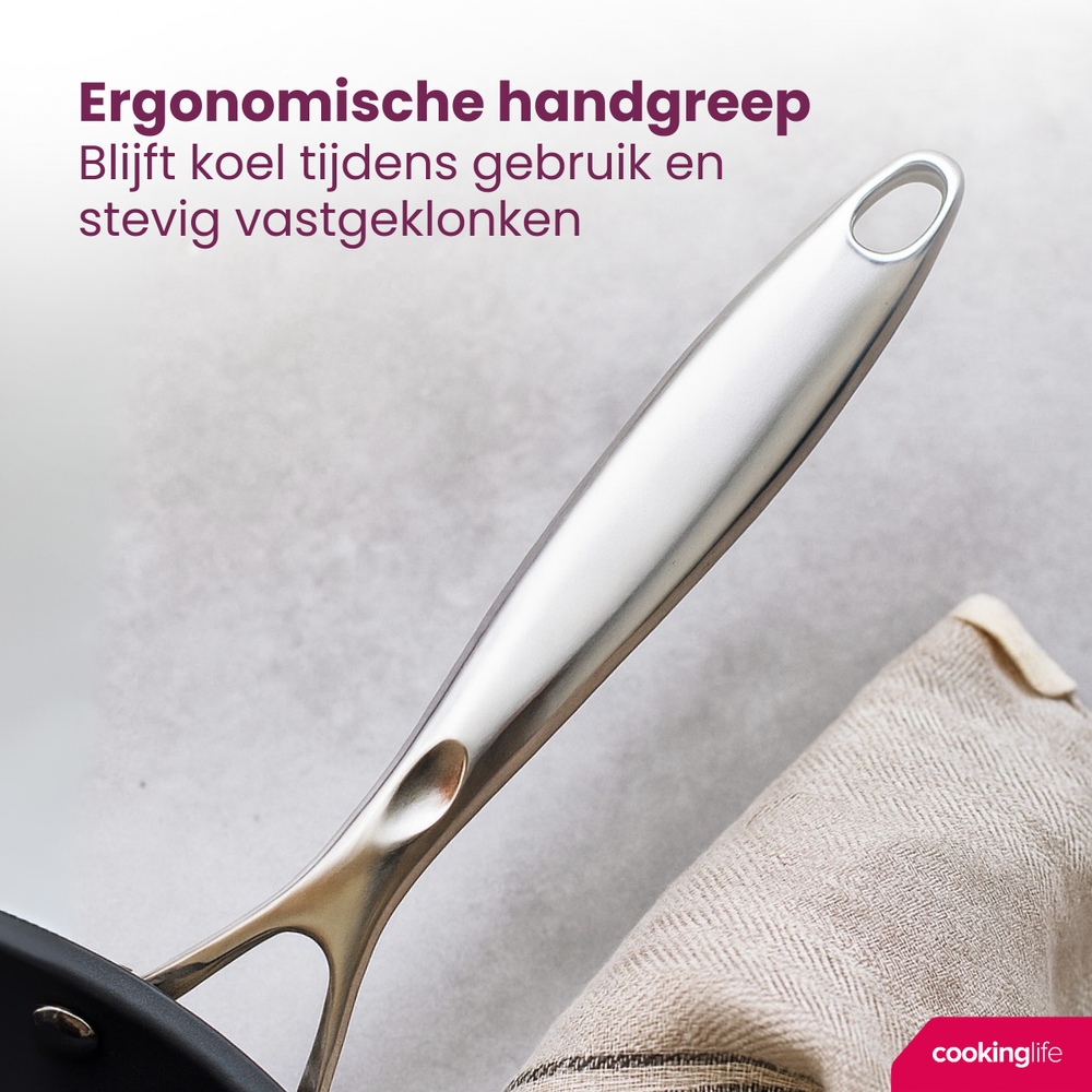 Cookinglife Pfannenset Revolt 3-teilig - Wokpfanne ø 28 cm + Bratpfanne ø 24 & 28 cm - geeignet für alle Wärmequellen - keramische Antihaftbeschichtung