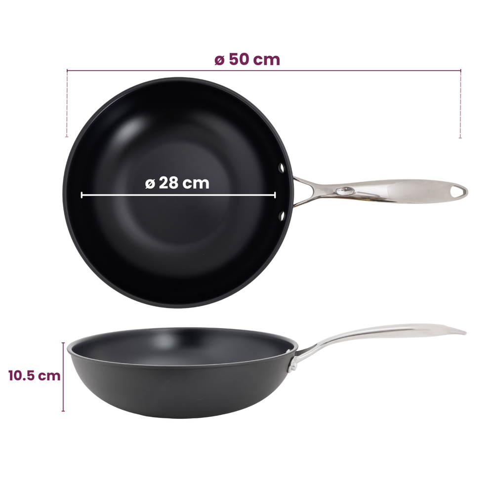 Cookinglife Pfannenset Revolt 3-teilig - Wokpfanne ø 28 cm + Bratpfanne ø 24 & 28 cm - geeignet für alle Wärmequellen - keramische Antihaftbeschichtung
