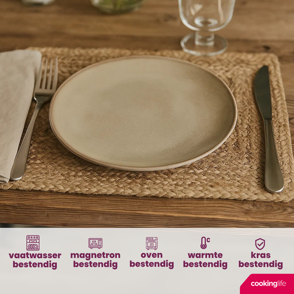 Cookinglife Geschirrset Sabi Beige 18-teilig / 6 Personen - 6 Speiseteller, 6 Frühstücksteller und 6 Schalen