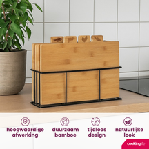 Cookinglife Bambus-Schneidebrett-Set mit Halter, 5-teilig