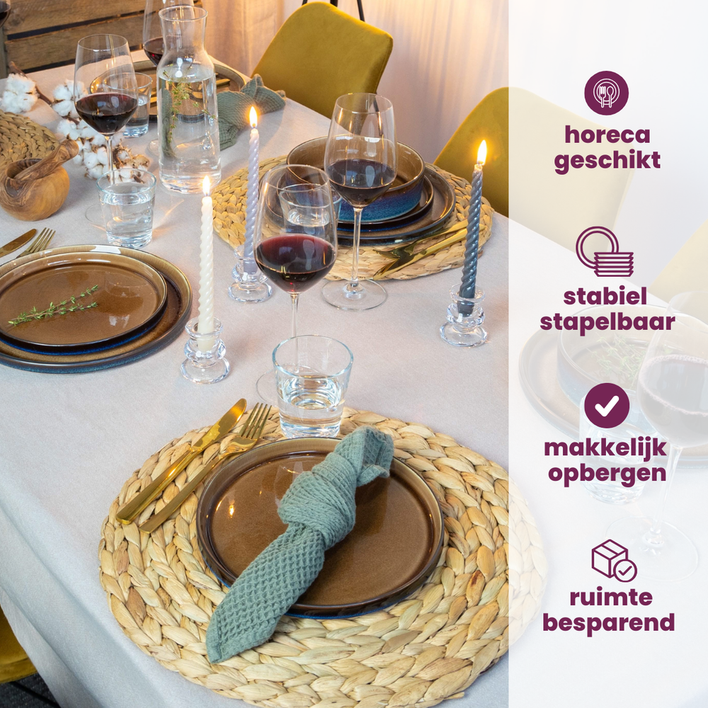 Cosy & Trendy Geschirrset Quintana Amber 18-teilig / 6 Personen - 6 Speiseteller, 6 Suppenteller und 6 Frühstücksteller