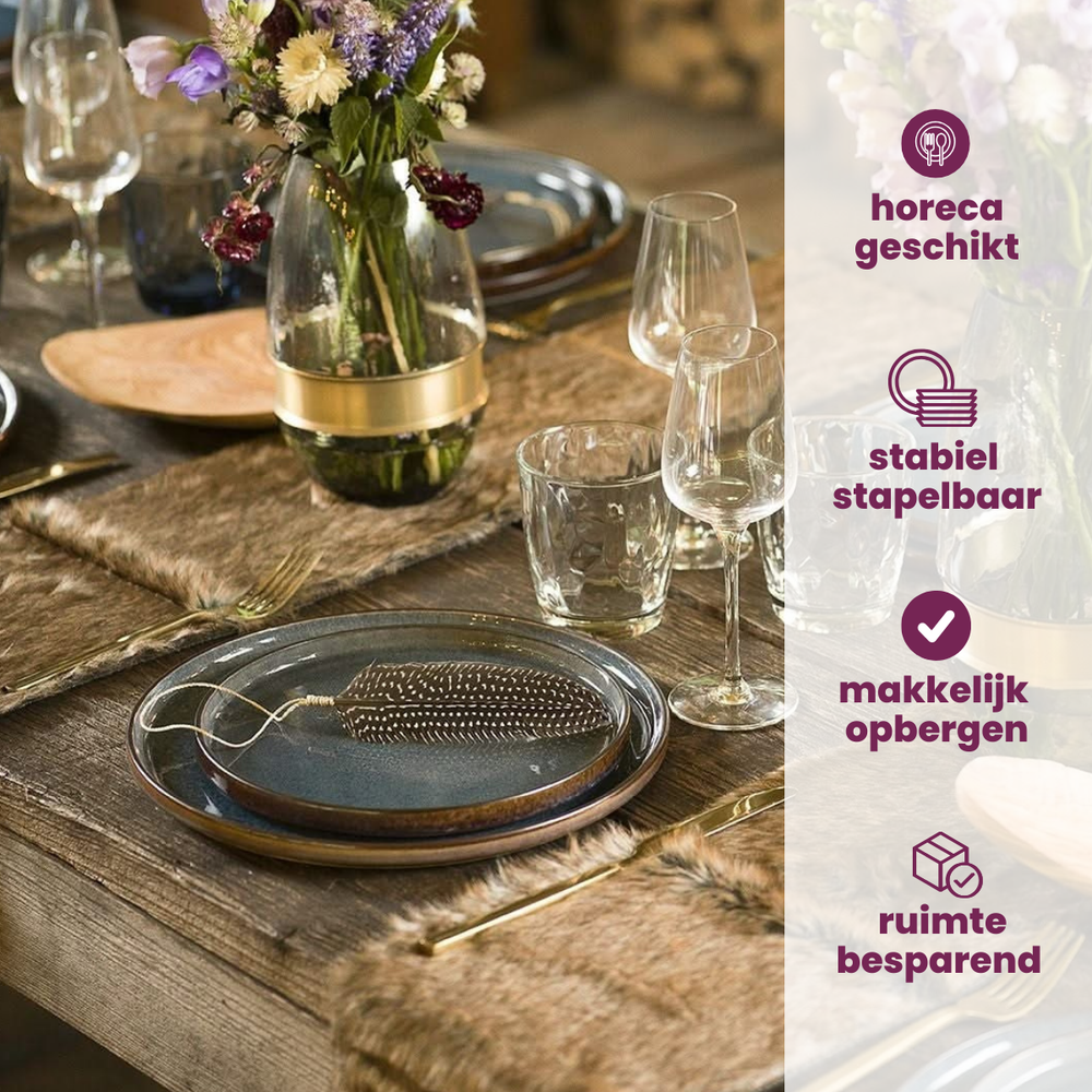 Cosy & Trendy Geschirrset Quintana Blue 18-teilig / 6 Personen - 6 Speiseteller, 6 Suppenteller und 6 Frühstücksteller